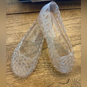 Little girls jelly shoes size 9 clear with pink hue summer shoes toddler
